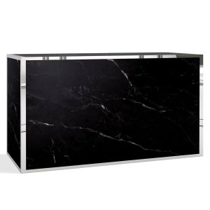 Milo Bar, Silver Frame, Marble Nero